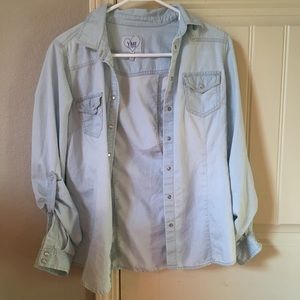 light blue button up